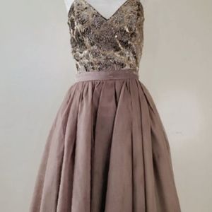 Maroon Backless Sequined Cocktail Dress